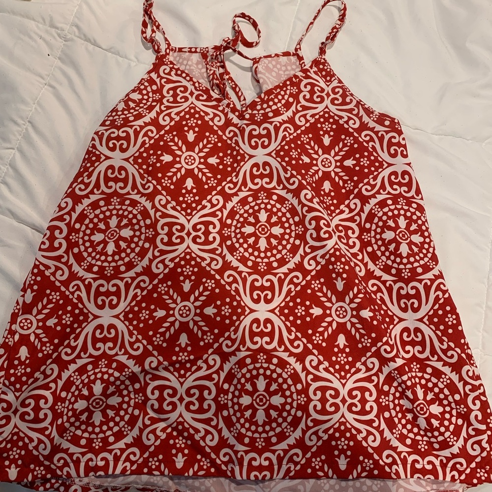 Red boho print tank